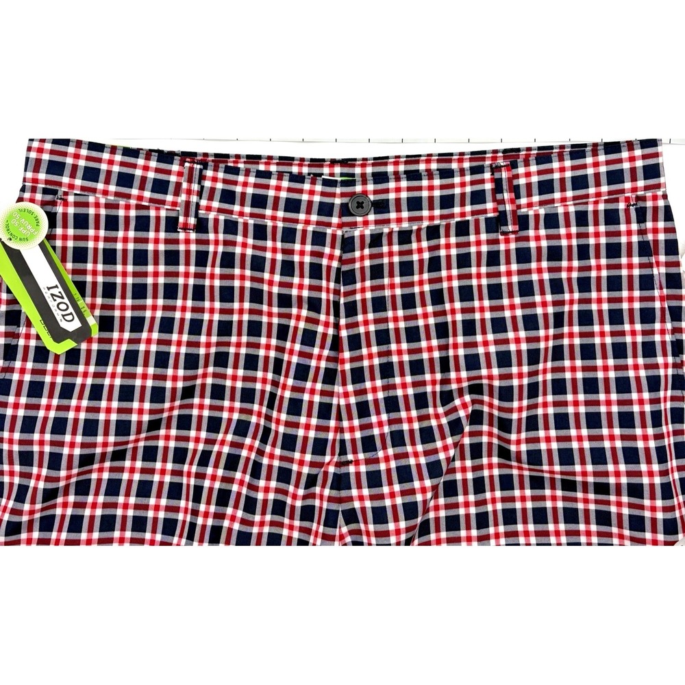IZOD PerformX Golf Pants Mens 38x30 Plaid Red Blue  Outdoor Performance
